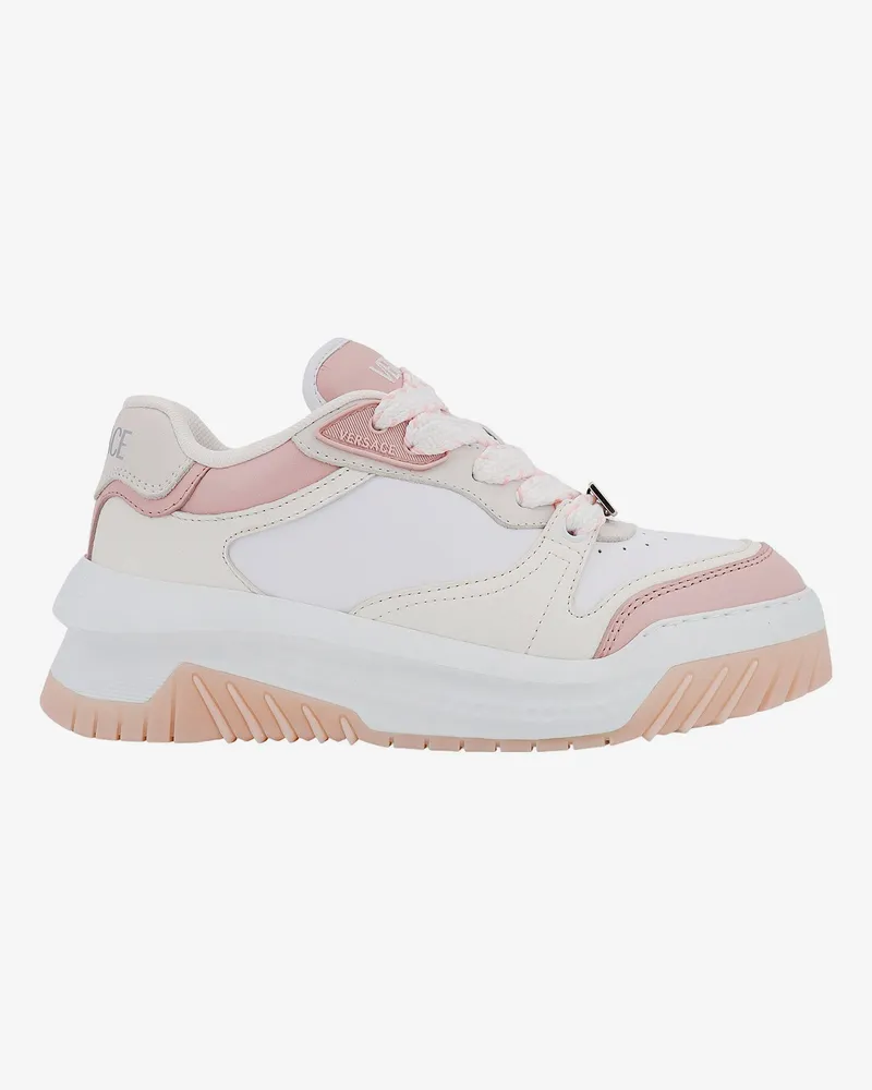 Versace Leather sneakers with greca detail -  - gender_Woman White
