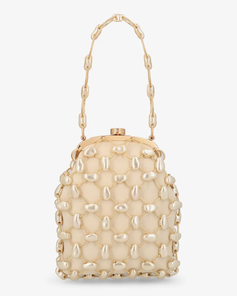 Cult Gaia Brielle Wristlet leather handbag with all-over pearl detail -  - gender_Woman Beige