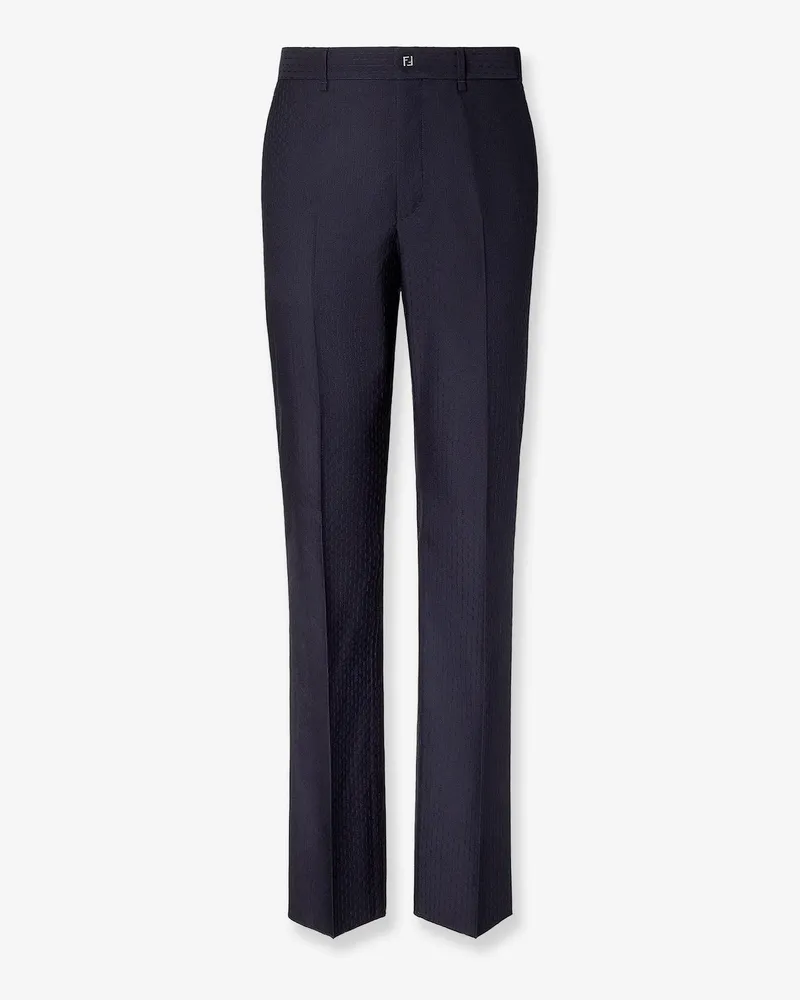 Fendi Trousers Wool Tonal Stitching -  - gender_Man Blue
