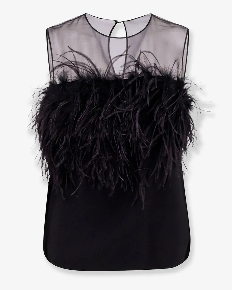 Alberta Ferretti Viscose top with front feather detail -  - gender_Woman Black
