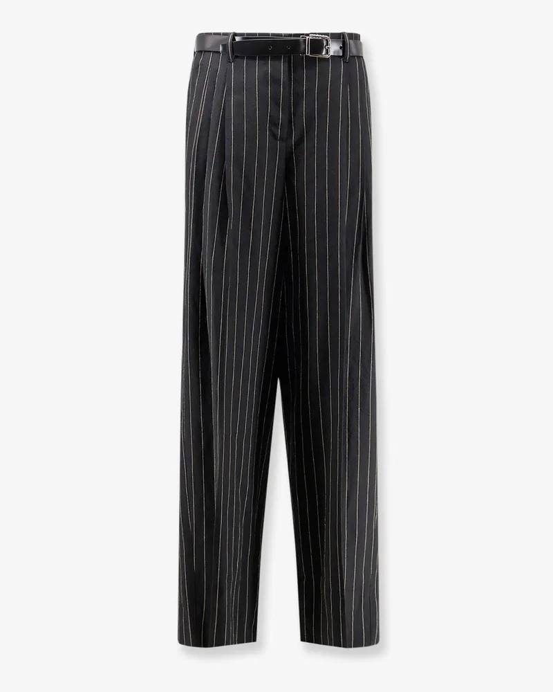 Dolce & Gabbana Wool and linen blend trousers with pinstripe pattern -  - gender_Woman Black