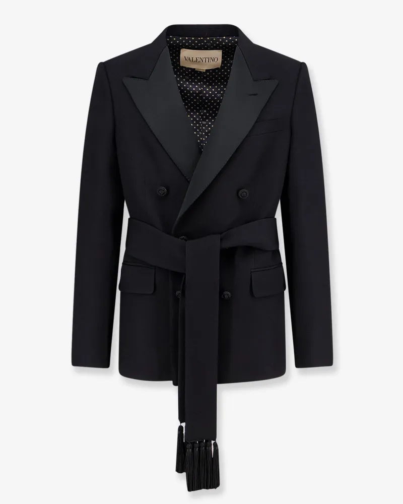 Valentino Garavani Virgin wool blazer with belt -  - gender_Man Black