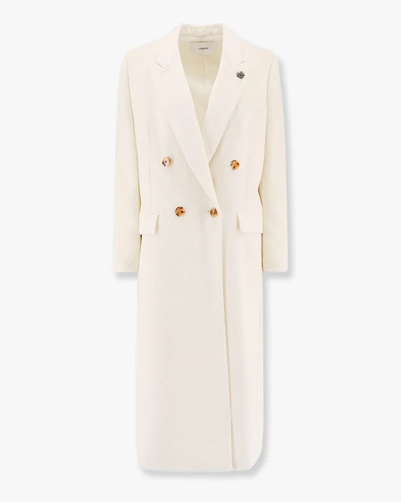 LARDINI Wool and alpaca coat with iconic brooch -  - gender_Woman White