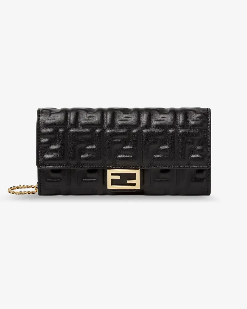 Fendi Continental With Chain Baguette leather shoulder bag with FF motif -  - gender_Woman Black