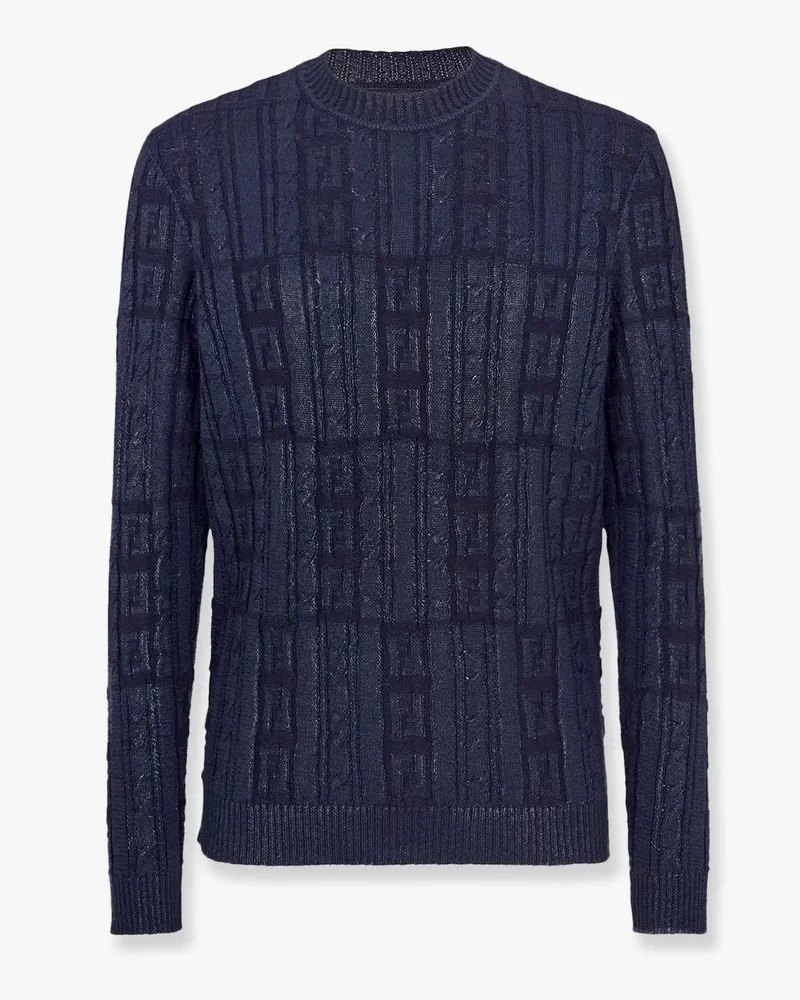 Fendi Braided wool sweater with ff details -  - gender_Man Blue