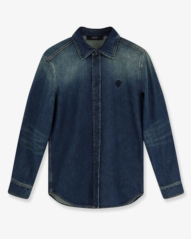 Gucci Certified washed cotton denim shirt -  - gender_Man Blue