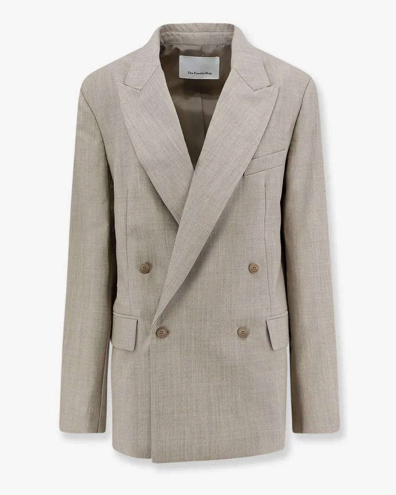 FRANKIE Shop Newark double-breasted mélange virgin wool blazer -  - gender_Woman Beige