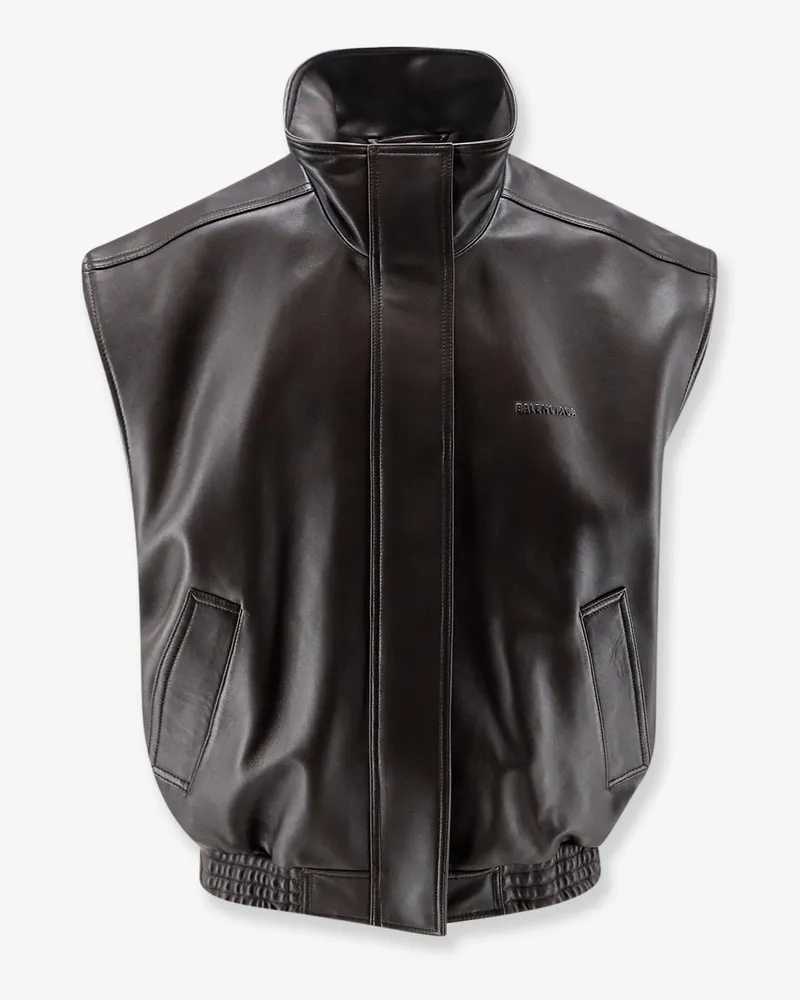 Balenciaga Sleeveless leather jacket -  - gender_Woman Brown