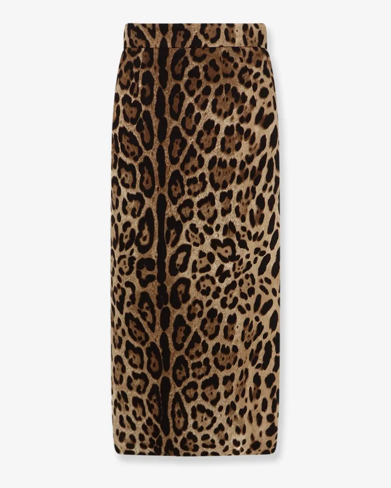 Dolce & Gabbana Stretch viscose longuette skirt with animal print -  - gender_Woman Animal