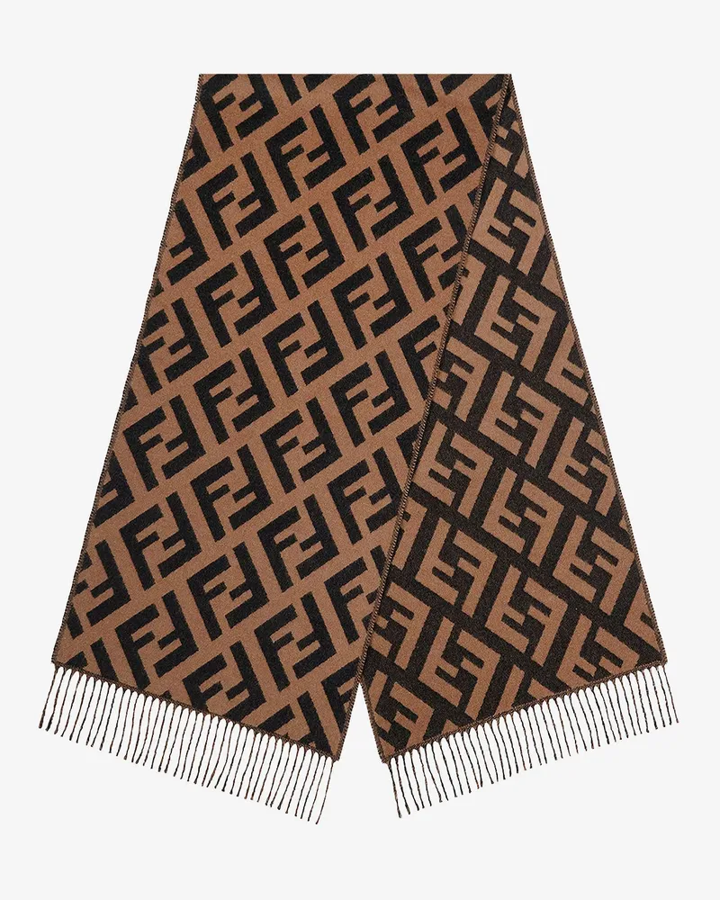 Fendi Macro FF Jacquard cashmere scarf -  - gender_Woman Brown