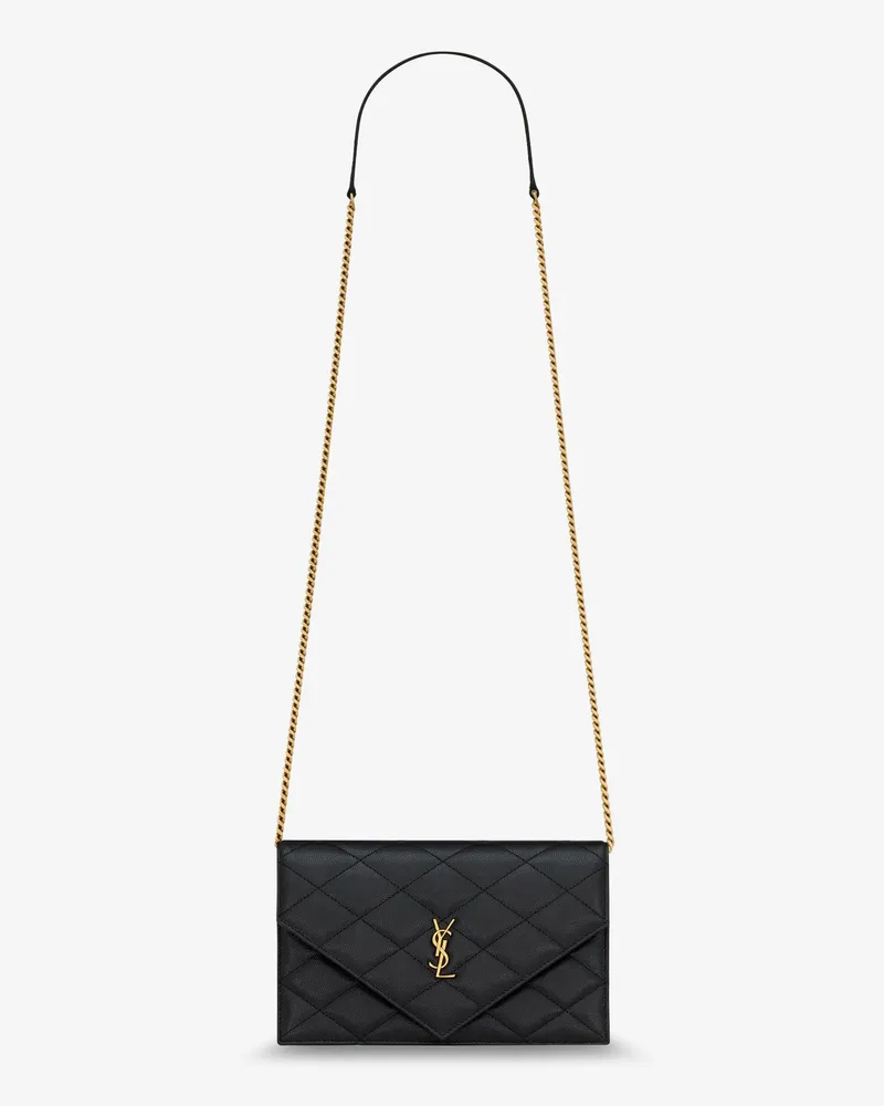 Saint Laurent Paris leather crossbody bag with metal Cassandre logo -  - gender_Woman Black