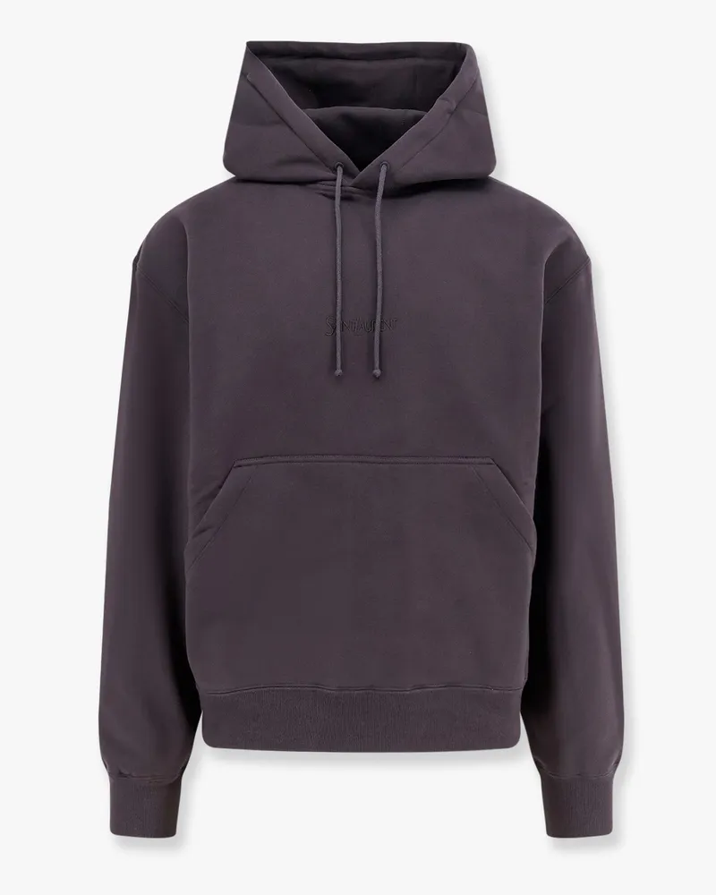 Saint Laurent Organic cotton sweatshirt with frontal logo embroidery -  - gender_Man Grey