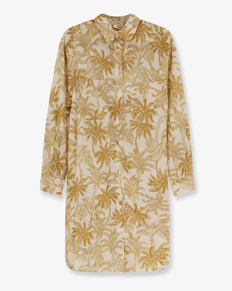 Eres Long Panama cotton shirt with printed pattern -  - gender_Woman Yellow