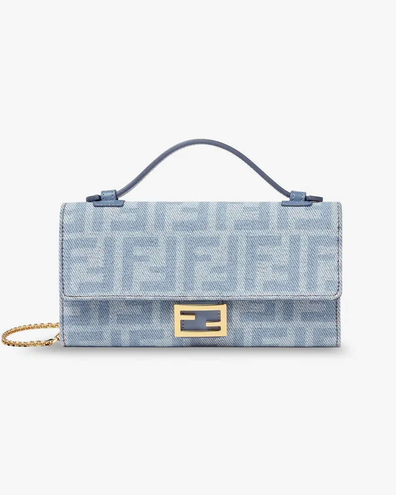 Fendi Baguette Continental canvas crossbody bag with all-over FF motif -  - gender_Woman Blue