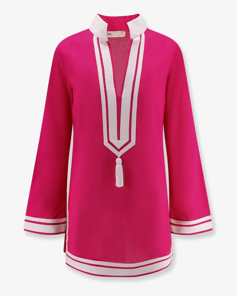 Tory Burch Cotton short dress with contrasting profiles -  - gender_Woman Pink
