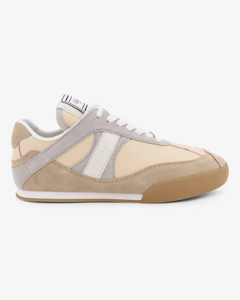 Chloé Kick suede sneakers with contrasting inserts -  - gender_Woman Beige