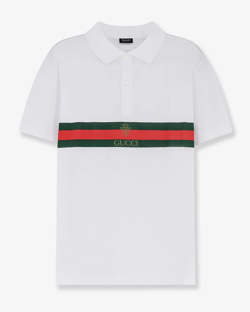 Gucci Cotton polo shirt with Web print on the front -  - gender_Man White