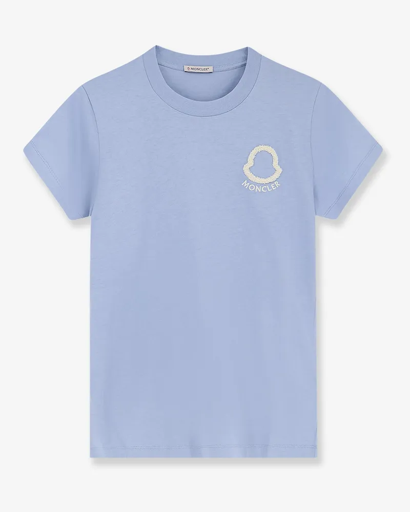Moncler Cotton T-shirt with flocked logo on the front -  - gender_Woman Blue