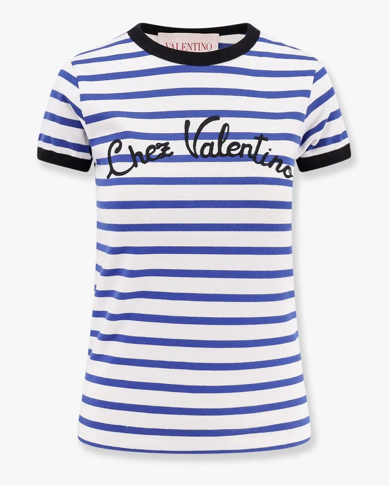 Valentino Garavani Striped cotton t-shirt with embroidered logo -  - gender_Woman 