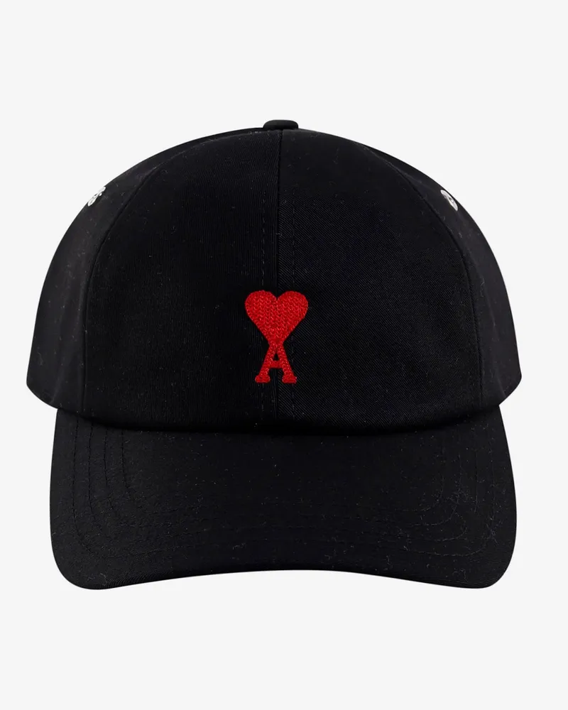 AMI Paris Cotton hat with embroidered logo on the front -  - gender_Man Black