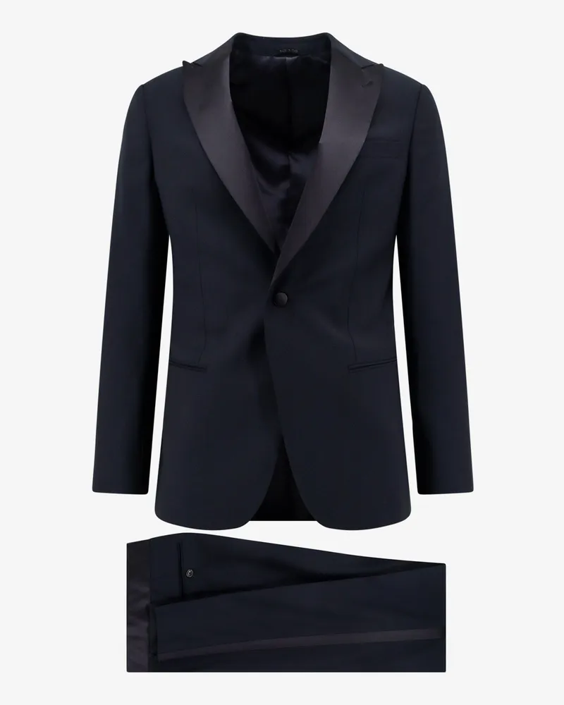 Giorgio Armani Icon virgin wool tuxedo with satin profiles -  - gender_Man Blue