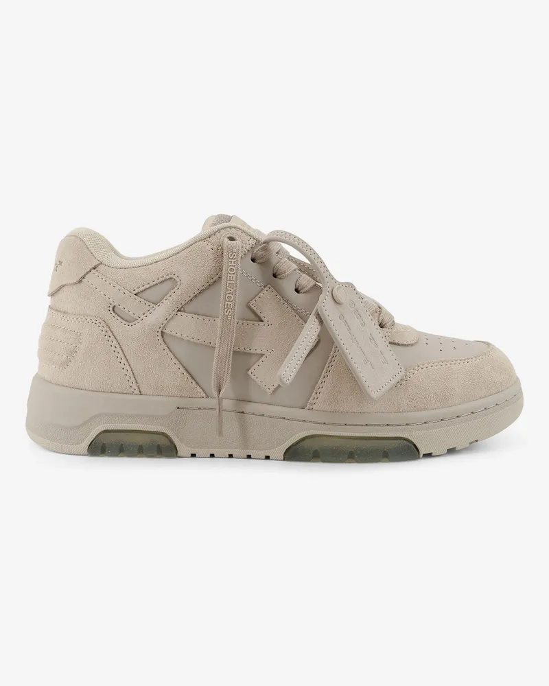 OFF-WHITE Out of Office suede and leather sneakers with iconic logo on the side -  - gender_Man Beige