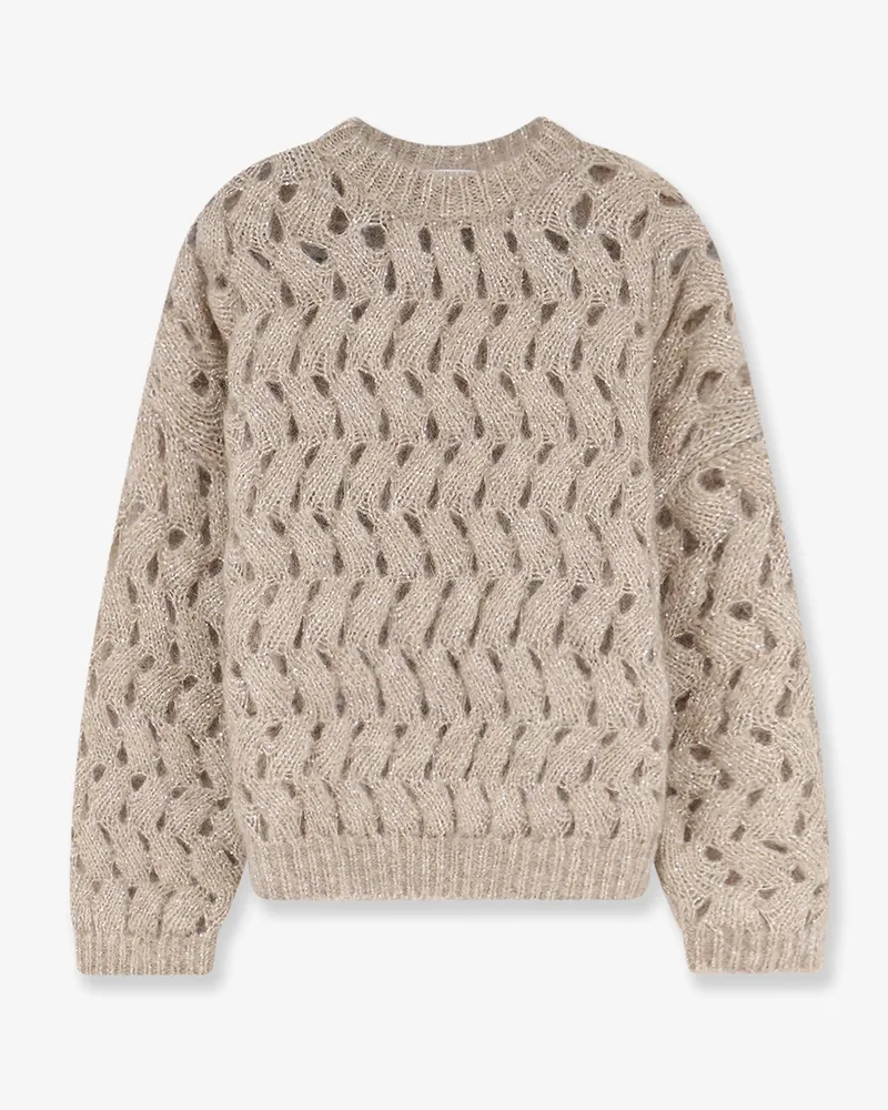 Brunello Cucinelli Perforated sweater with micro sequins -  - gender_Woman Beige