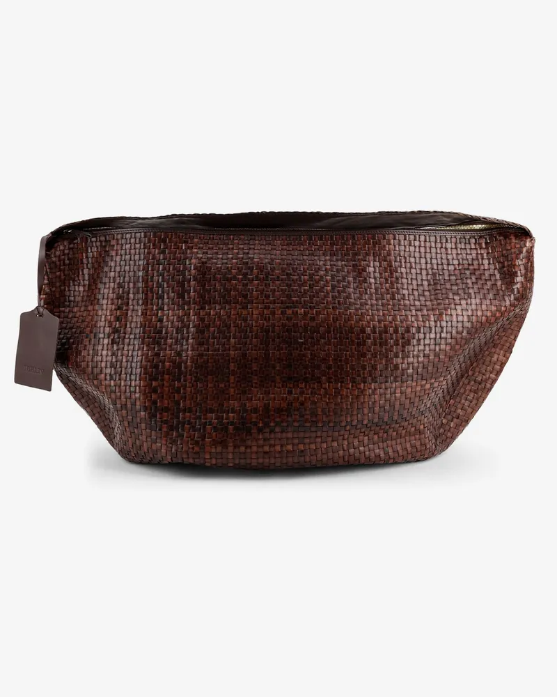IBELIV Clip vegetable-tanned leather shoulder bag with a woven pattern -  - gender_Woman Brown