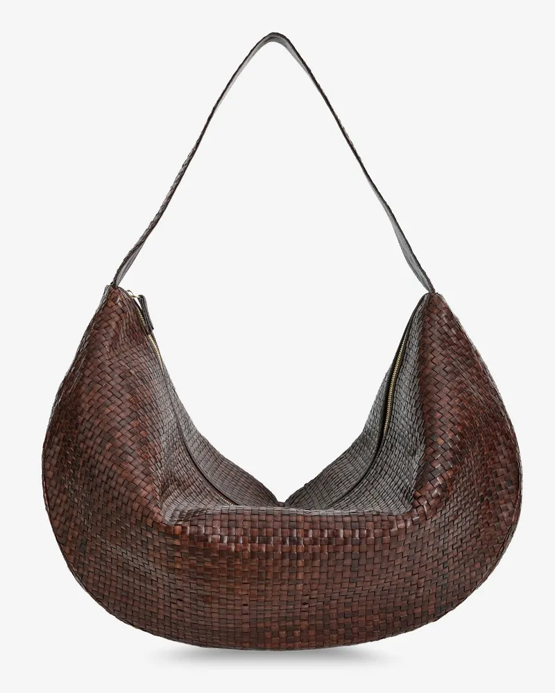 IBELIV Clip vegetable-tanned leather shoulder bag with a woven pattern -  - gender_Woman Brown