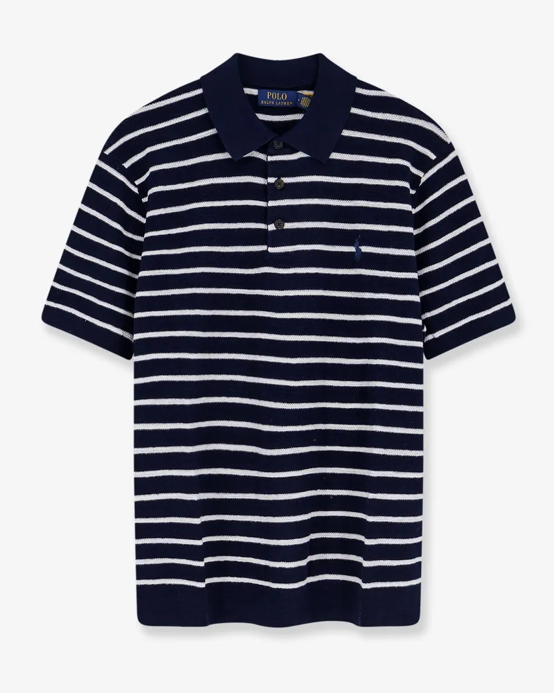 Ralph Lauren Cotton and linen polo shirt with striped pattern -  - gender_Man Blue