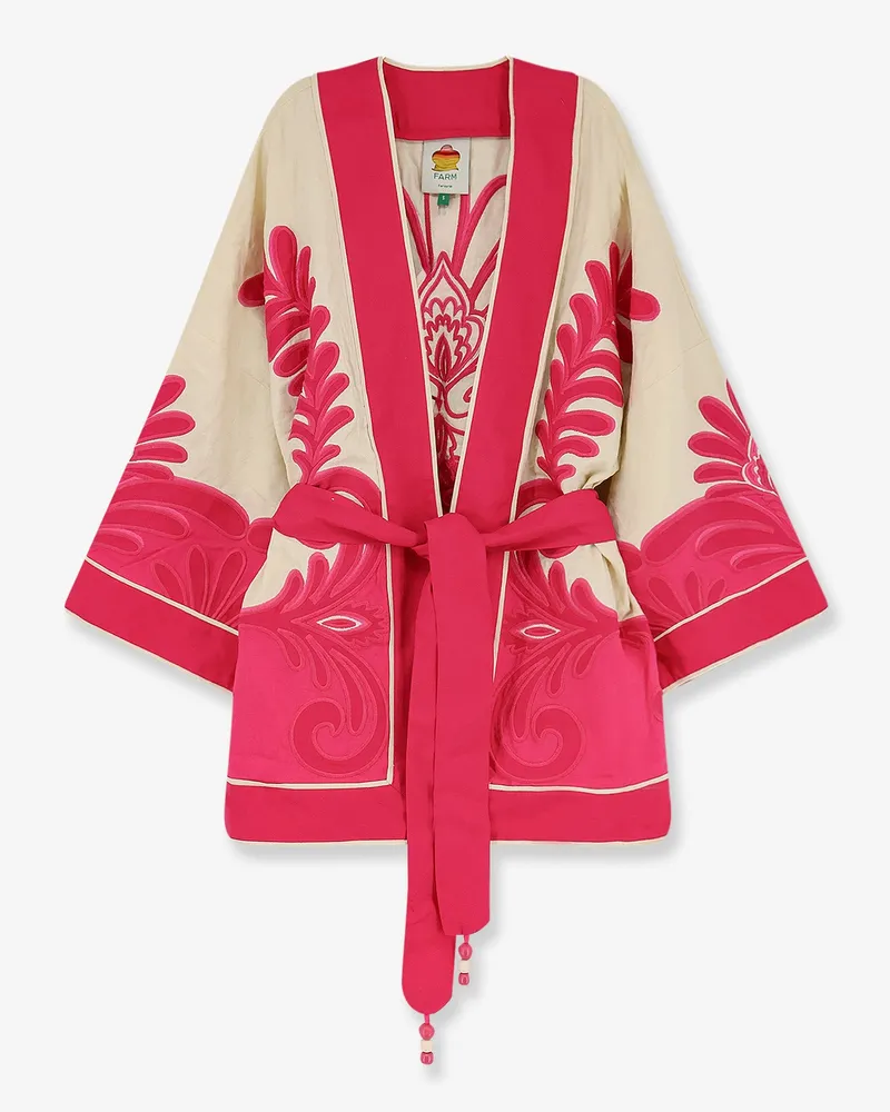 FARM Rio Linen and viscose blend kimono -  - gender_Woman Pink