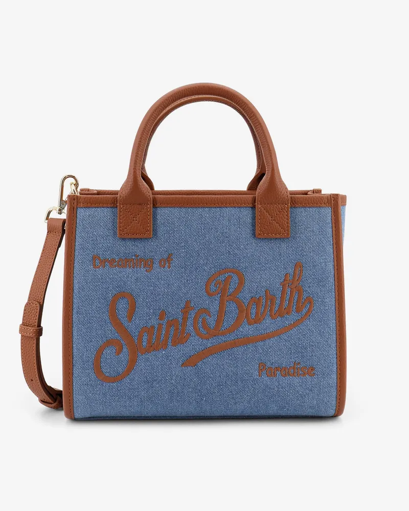 MC2 Saint Barth Vanity bag Midi denim crossbody bag with embroidered logo on the front -  - gender_Woman Blue