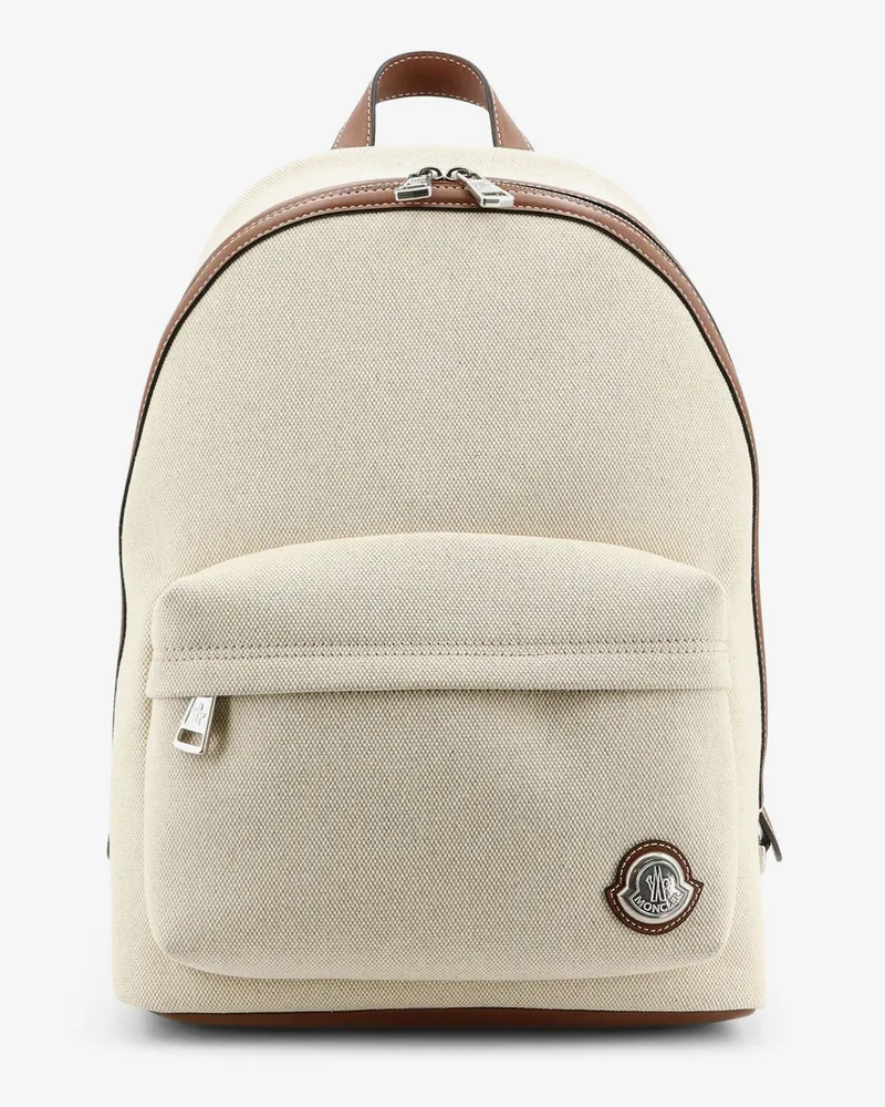 Moncler Carlo canvas backpack with embossed  logo - MONCLER - gender_Man Beige