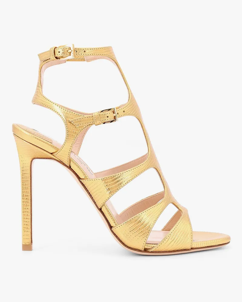 Tom Ford Laminated leather sandals with croco print -  - gender_Woman Gold
