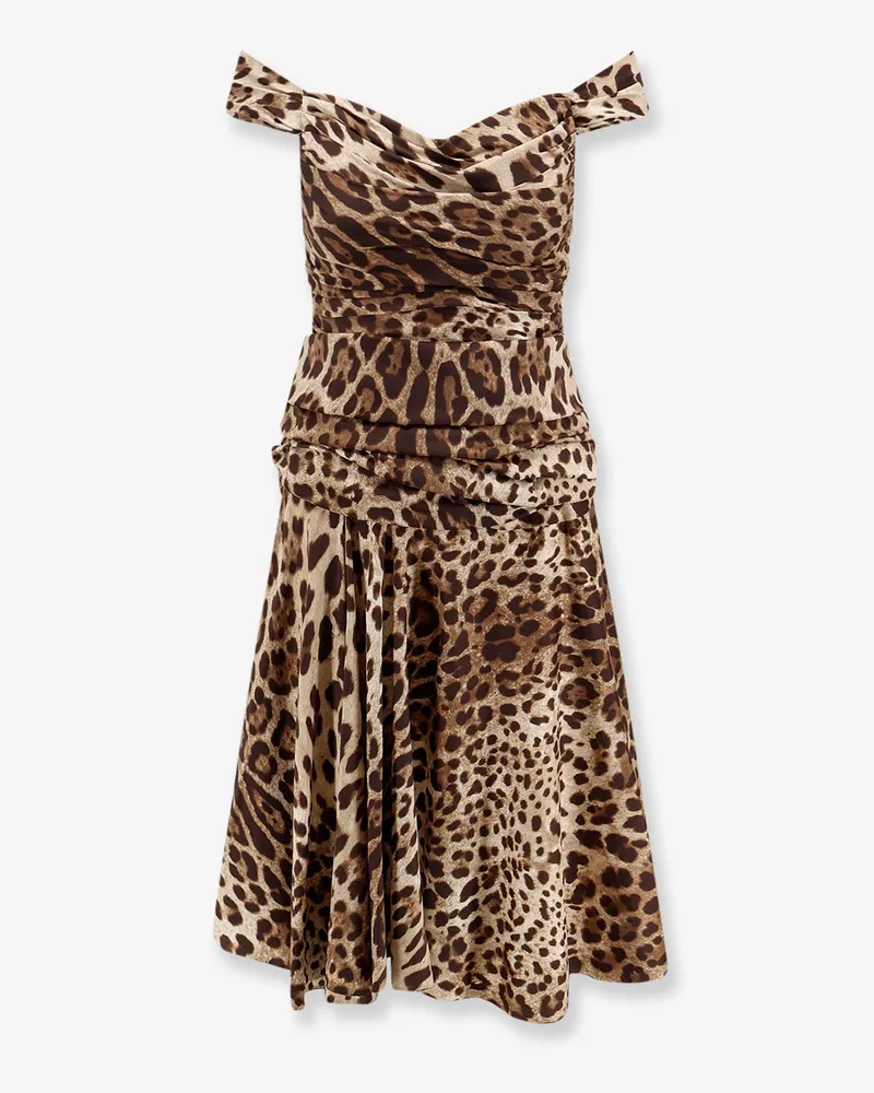 Dolce & Gabbana Long silk dress with animal print -  - gender_Woman Animal