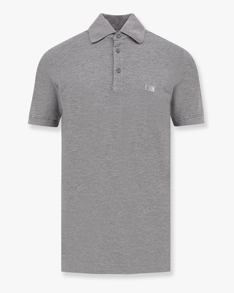 Dolce & Gabbana Cotton polo shirt with dolce&gabbana milano plate -  - gender_Man Grey