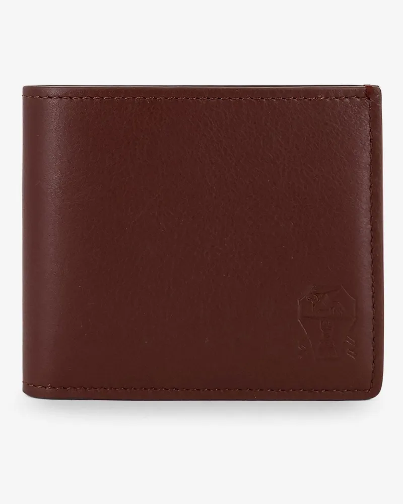 Brunello Cucinelli Hammered leather wallet with engraved logo -  - gender_Man Brown