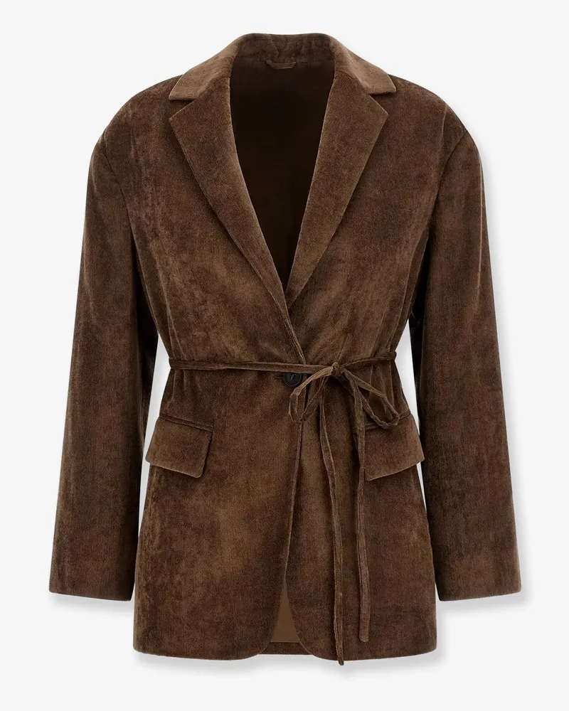 Brunello Cucinelli Corduroy blazer with belt -  - gender_Woman Brown