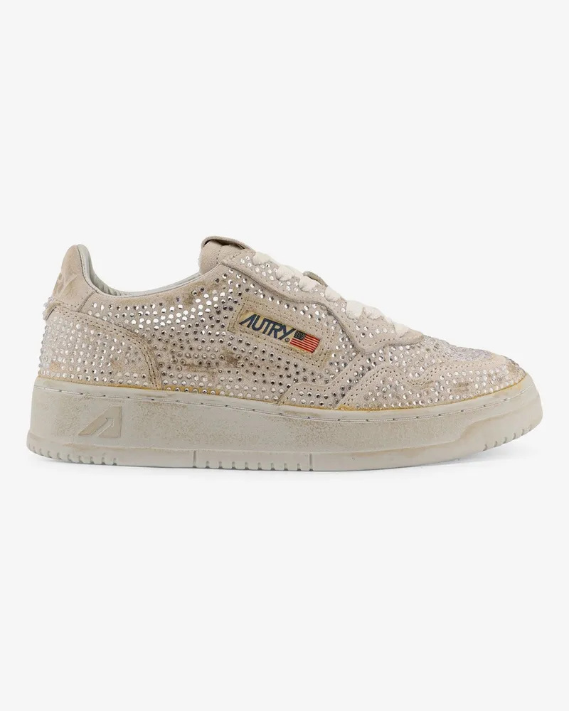 AUTRY Medalist Low suede sneakers with rhinestones -  - gender_Woman Grey