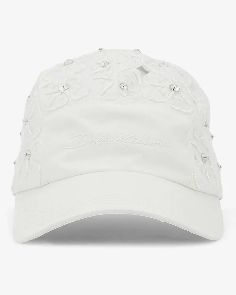 Dolce & Gabbana Cotton hat with all-over floral embroidery -  - gender_Woman White