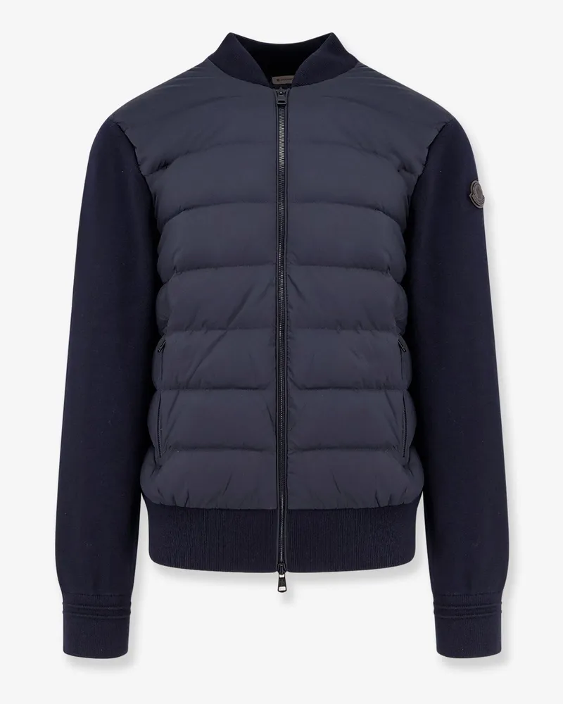 Moncler Nylon down jacket with wool sleeves -  - gender_Man Blue