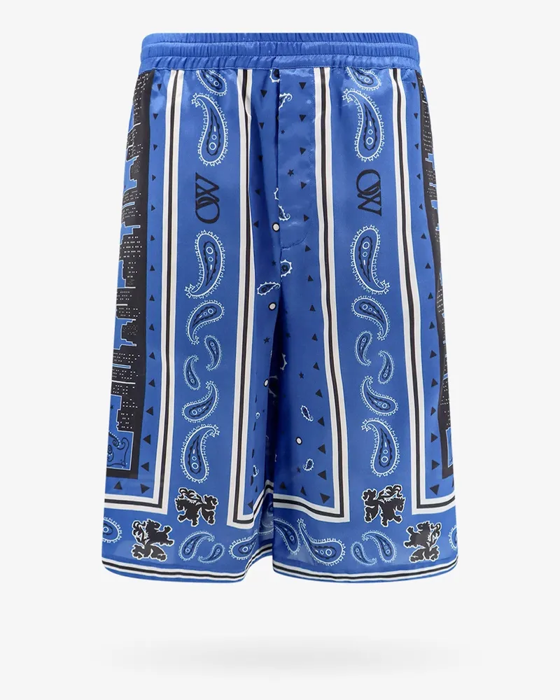 OFF-WHITE Sustainable viscose bermuda shorts with bandana print -  - gender_Man Blue