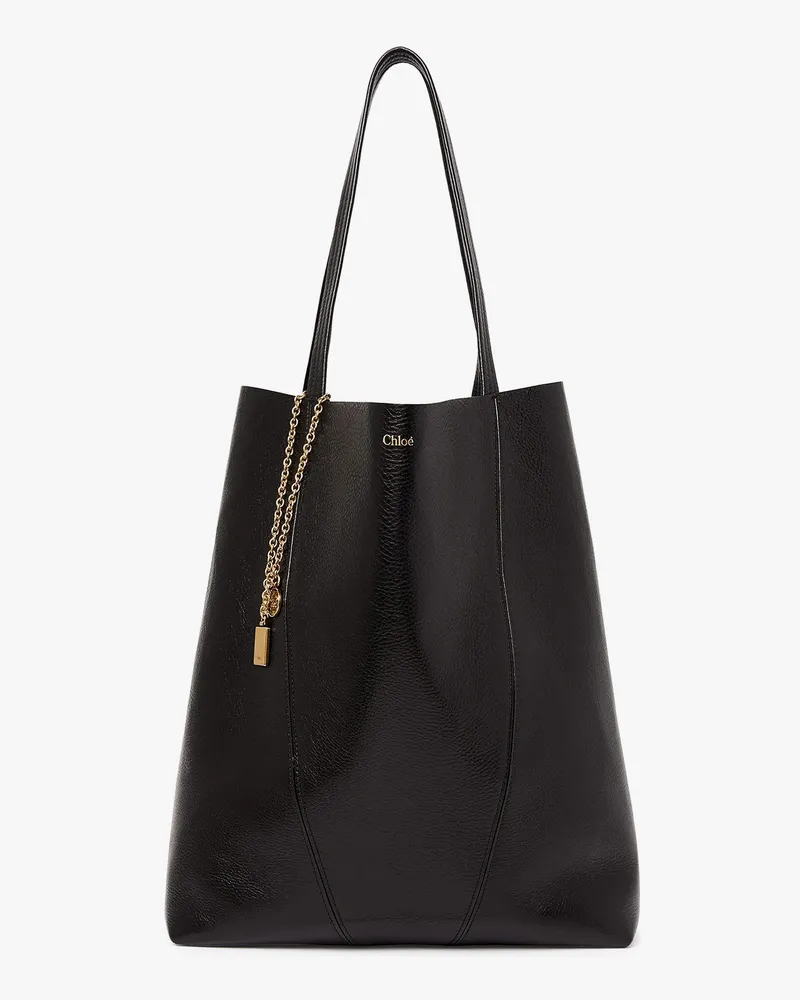 Chloé Spin leather shoulder bag with lettering logo on the front -  - gender_Woman Black