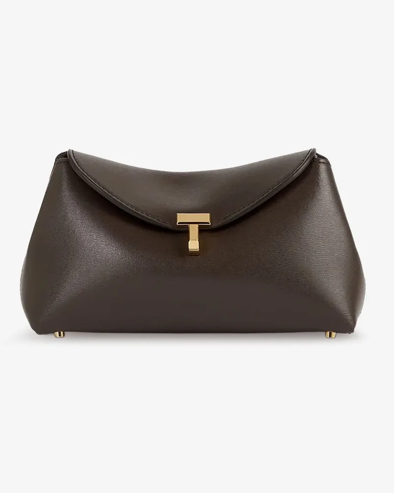 Totême Mini T-Lock Leather Clutch -  - gender_Woman Brown