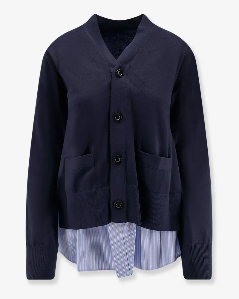 Sacai Cotton cardigan with mesh inserts -  - gender_Woman Blue