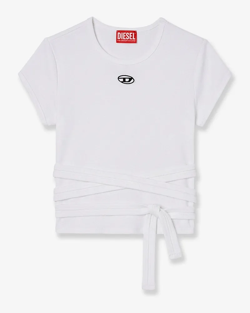 Diesel T-BUNNY-TAIL- S1 cotton T-shirt with tie bands -  - gender_Woman White