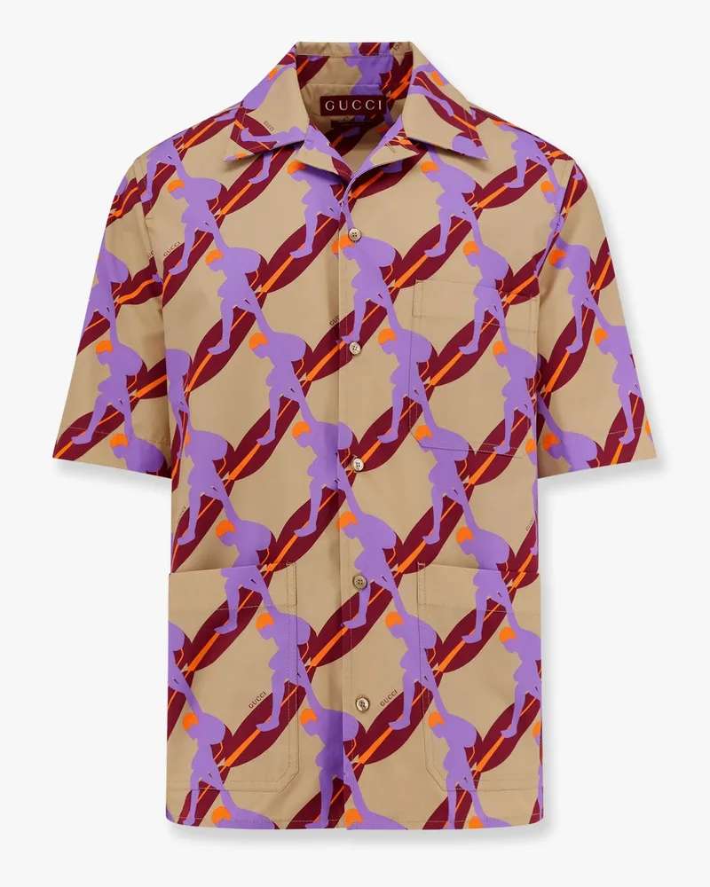 Gucci Bowling cotton popeline shirt with all-over surfer print -  - gender_Man 