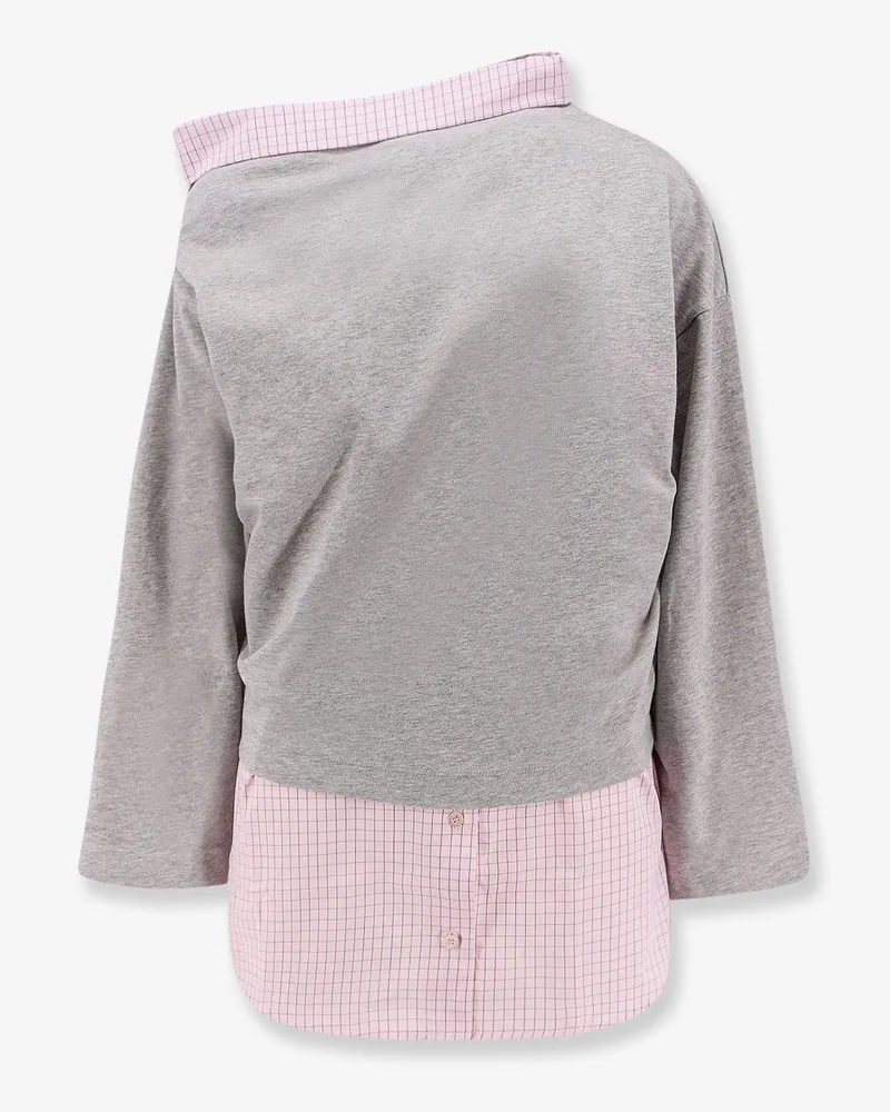 Dries van Noten Cotton sweatshirt with contrasting shirt detail -  - gender_Woman Grey