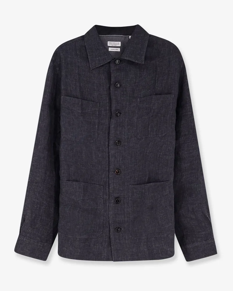 Brunello Cucinelli Easy Fit linen shirt -  - gender_Man Grey