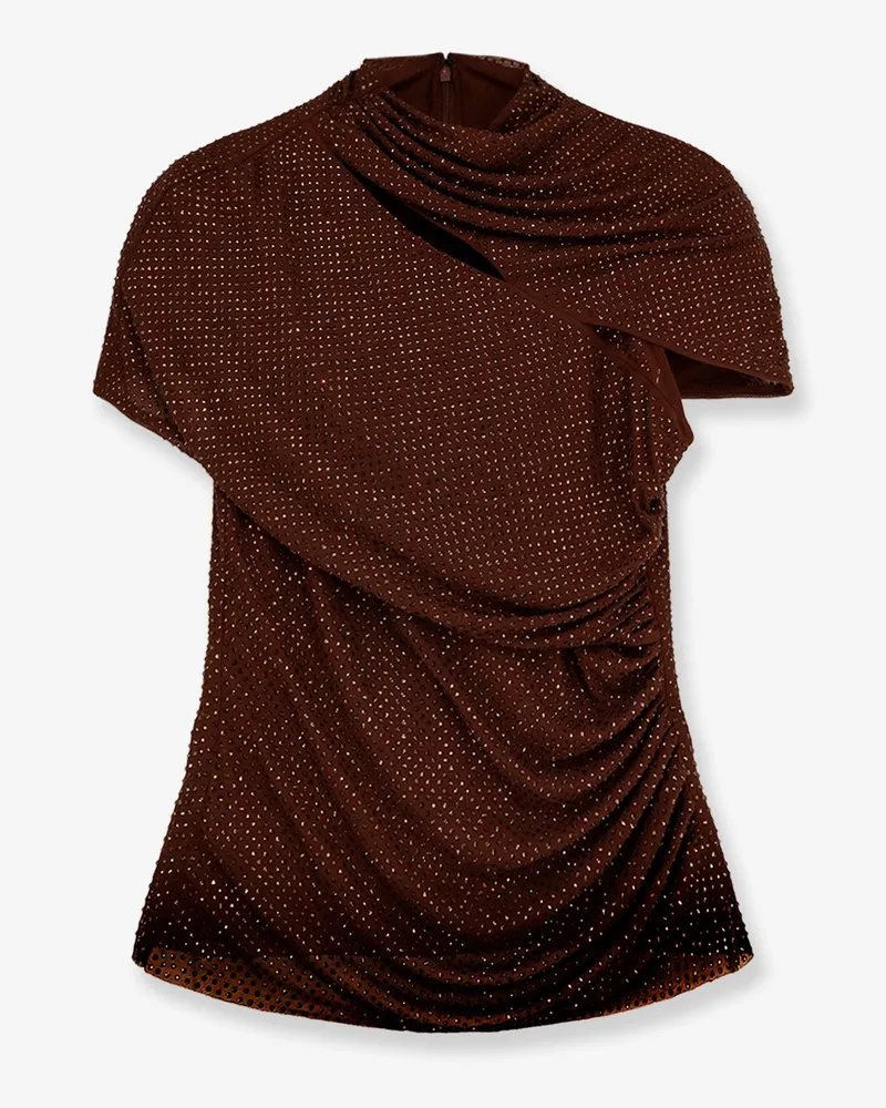 Self-Portrait All-over sequins top -  - gender_Woman Brown